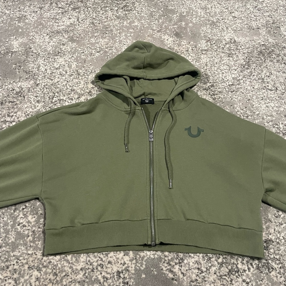 True Religion green cropped zip up